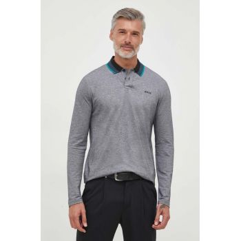 Boss Orange longsleeve din bumbac BOSS ORANGE culoarea gri, modelator