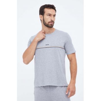 BOSS tricou lounge culoarea gri, cu imprimeu