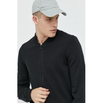 HUGO cardigan din bumbac barbati, culoarea negru HUGO cardigan din bumbac barbati, culoarea negru