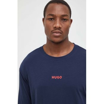 HUGO longsleeve lounge culoarea bleumarin, cu imprimeu 50502399