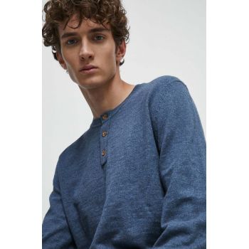 Medicine pulover de bumbac culoarea albastru marin, light ieftin