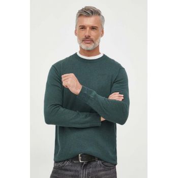 Pepe Jeans pulover din amestec de lana Andre barbati, culoarea verde, light