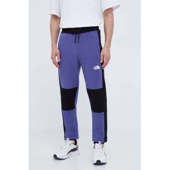 The North Face pantaloni de trening din bumbac culoarea violet, modelator de firma originali