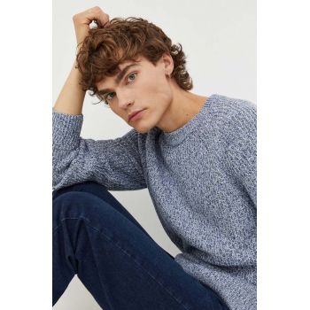 Abercrombie & Fitch pulover de bumbac culoarea albastru marin, light ieftin