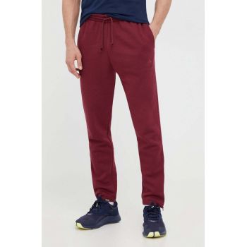 adidas pantaloni de trening culoarea bordo, neted de firma originali