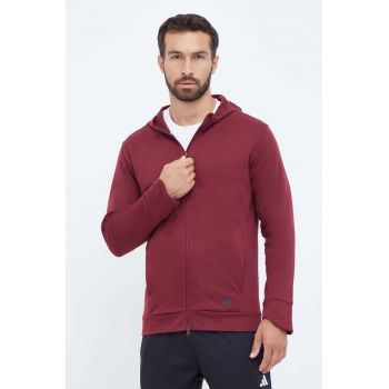 adidas Performance hanorac de antrenament Base culoarea bordo, cu glugă, neted ieftina