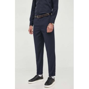 Armani Exchange pantaloni barbati, culoarea albastru marin, drept de firma originali