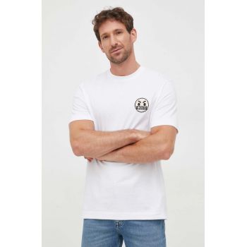 Boss Orange tricou din bumbac BOSS ORANGE culoarea alb, cu imprimeu