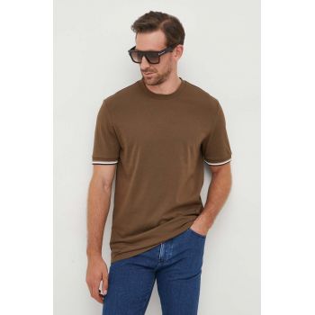 BOSS tricou din bumbac culoarea verde, neted