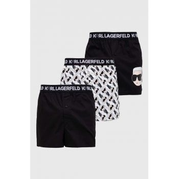 Karl Lagerfeld boxeri de bumbac 3-pack culoarea negru