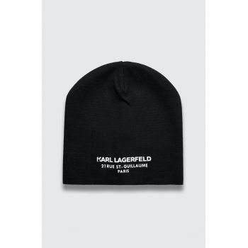 Karl Lagerfeld caciula de lana culoarea negru, de lana, din tesatura neteda la reducere