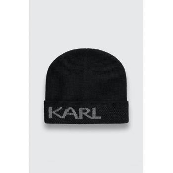 Karl Lagerfeld caciula din amestec de lana culoarea negru de firma originala