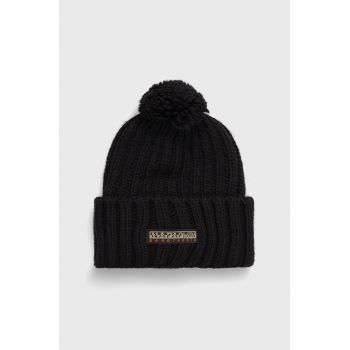 Napapijri caciula din amestec de lana culoarea negru, din tricot gros
