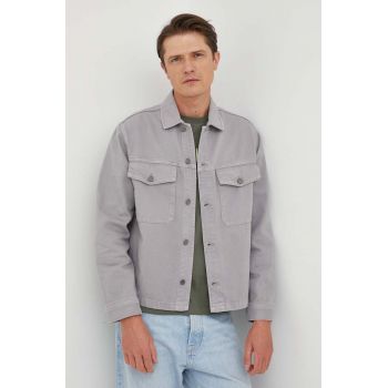United Colors of Benetton camasa jeans barbati, culoarea gri, cu guler clasic, relaxed de firma originala