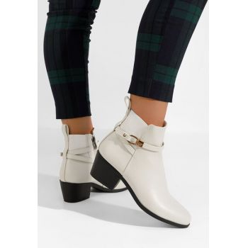 Botine cu toc gros Odelina bej ieftine