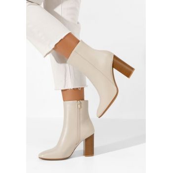 Botine cu toc gros Valina bej ieftine