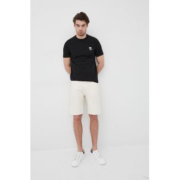Karl Lagerfeld tricou barbati, culoarea negru, cu imprimeu