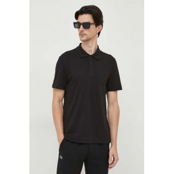 Lacoste tricou polo barbati, culoarea negru, neted de firma original