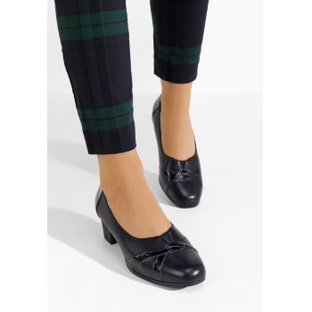 Pantofi cu toc mic Annie navy la reducere