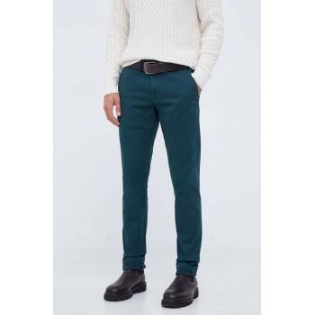 Pepe Jeans pantaloni barbati, culoarea verde, cu fason chinos ieftini