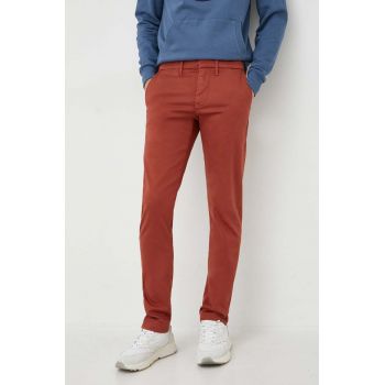 Pepe Jeans pantaloni James barbati, culoarea rosu, mulata