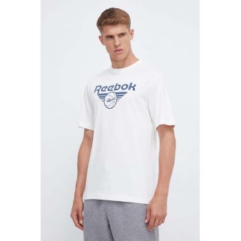 Reebok Classic tricou din bumbac Basketball culoarea bej, cu imprimeu