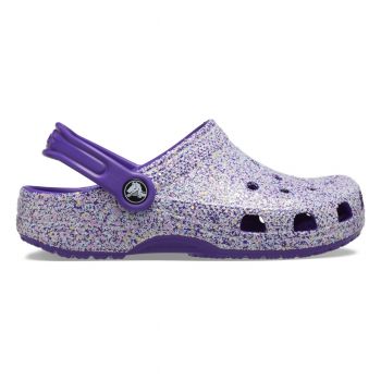 Saboti Crocs Classic Glitter Clog Kids Mov - Neon Purple/Multi de firma originali