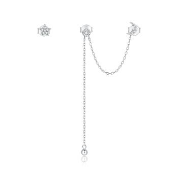 Cercei din argint Little Star & Moon Chain de firma originali