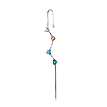 CERCEL din argint Zig Zag Color Crystal