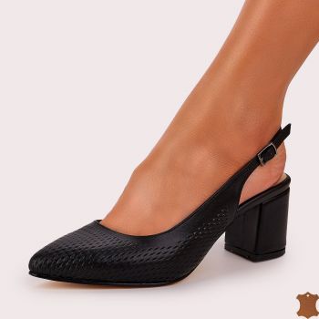 Pantofi Stiletto Dama Negri Piele Naturala Aidas la reducere