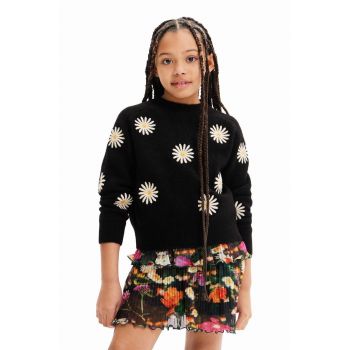 Desigual pulover pentru copii din amestec de lana culoarea negru ieftin
