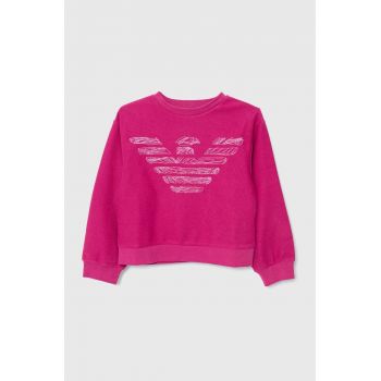 Emporio Armani bluza copii culoarea roz, cu imprimeu