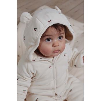 Konges Sløjd salopete bebeluși din bumbac NEWBORN ONESIE WITH HOOD
