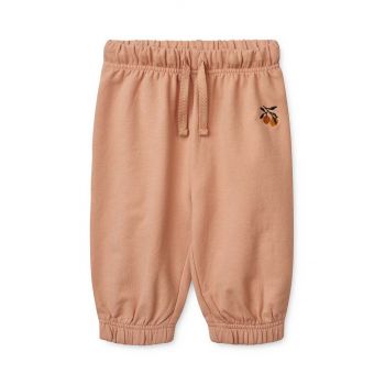 Liewood pantaloni de trening pentru bebeluși culoarea portocaliu, neted
