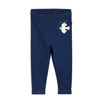 Mini Rodini leggins bebe Mini Rodini x Wrangler culoarea albastru marin, cu imprimeu