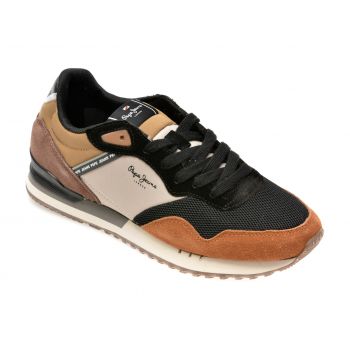 Pantofi PEPE JEANS negri, MS30992, din piele intoarsa si material textil