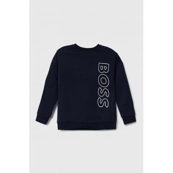 BOSS bluza copii culoarea albastru marin, cu imprimeu de firma original