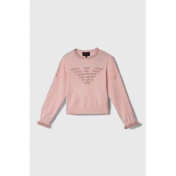 Emporio Armani pulover copii culoarea roz, light