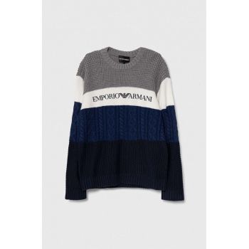 Emporio Armani pulover de lână pentru copii culoarea gri de firma original