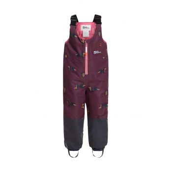 Jack Wolfskin pantaloni pentru sporturi de iarna pentru copii GLEEL 2L INS PRINT BIB culoarea bordo