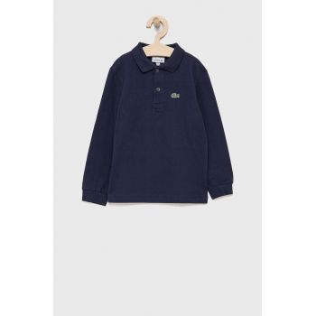 Lacoste Longsleeve din bumbac pentru copii culoarea albastru marin, material neted