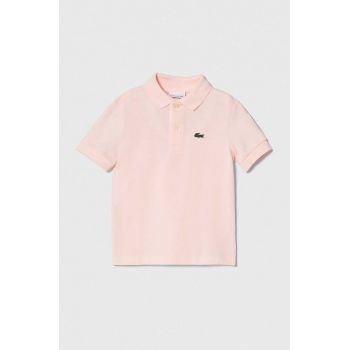 Lacoste polo de bumbac culoarea roz, cu guler