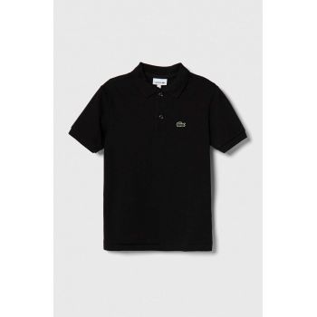 Lacoste tricouri polo din bumbac pentru copii culoarea negru, neted ieftin