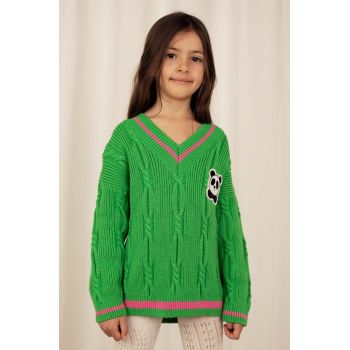 Mini Rodini pulover de bumbac pentru copii culoarea verde, light de firma original