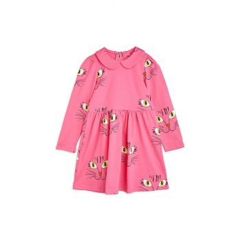 Mini Rodini rochie din bumbac pentru copii culoarea roz, mini, evazati