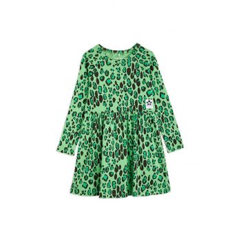 Mini Rodini rochie din bumbac pentru copii culoarea verde, mini, evazati