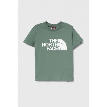 The North Face tricou de bumbac pentru copii culoarea verde, cu imprimeu