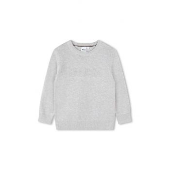 BOSS pulover de bumbac pentru copii culoarea gri, light de firma original