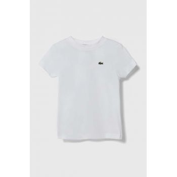 Lacoste tricou de bumbac pentru copii culoarea alb, neted