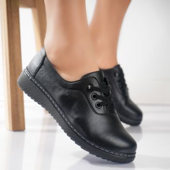 Pantofi dama casual Negri din Piele Ecologica Tela